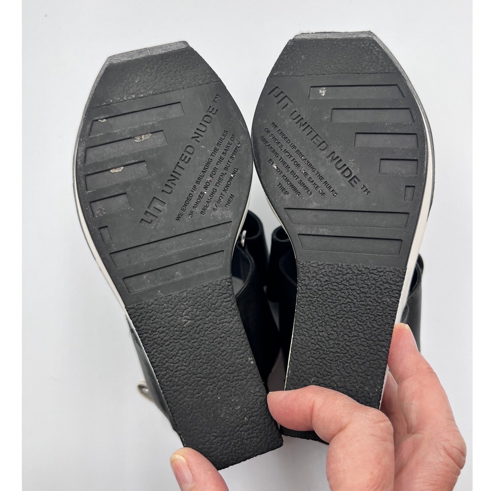 United Nude Delta Wedge Sandals Womens 38 Black White Good Architectural - Picture 10 of 11